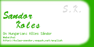 sandor koles business card