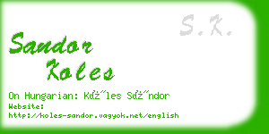 sandor koles business card